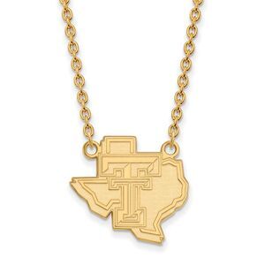 14k Yellow Gold Texas Tech U Lg Logo Pendant Necklace